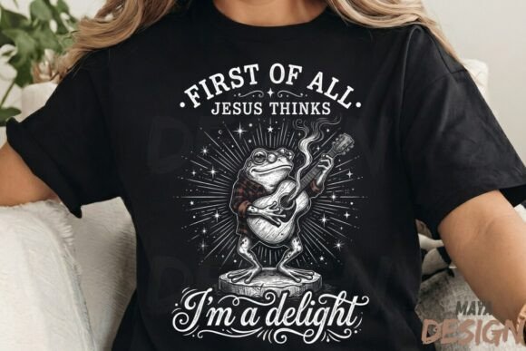 Christian Frog Guitar Quote PNG for T-Shirt Designs