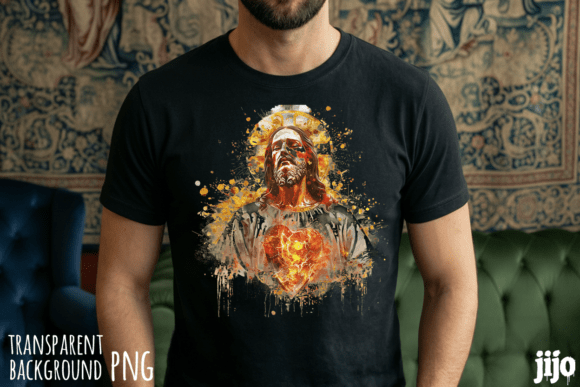 Christian Jesus Heart Sacred PNG for T-Shirt Designs