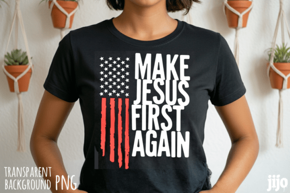 Christian Jesus Patriotic Flag PNG for T-Shirt Designs