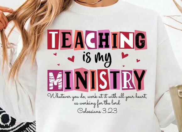 Christian Teacher PNG: Retro Teacher PNG for T-Shirt Designs