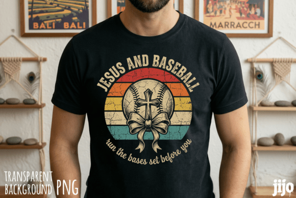 Jesus Baseball Cross Christian PNG for T-Shirt Designs