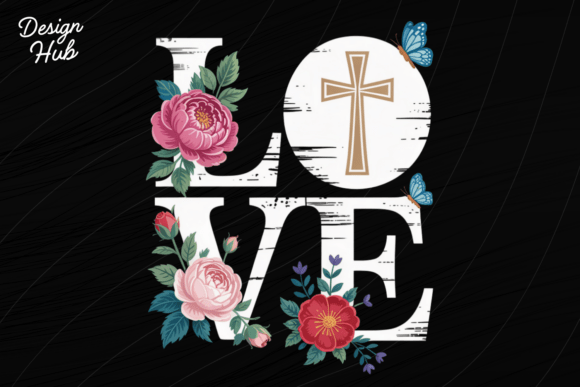 Love Communion PNG, Floral Christian for T-Shirt Designs