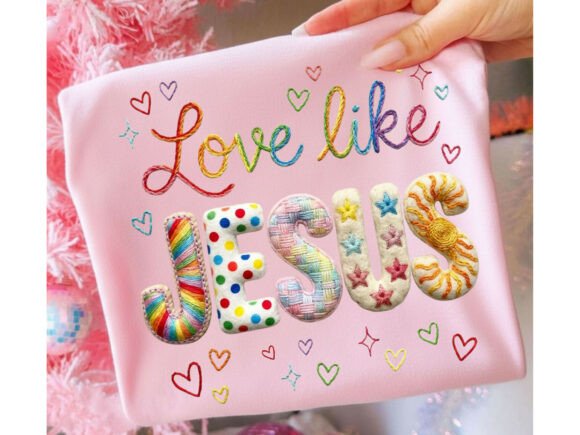 Love Like Jesus Rainbow Yarn Valentine T-Shirt Png