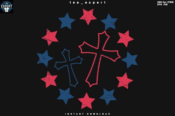 Patriotic Christian Cross Stars T-Shirt Designs