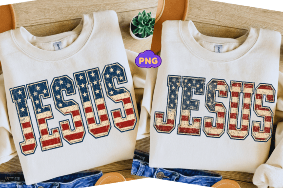 Patriotic Jesus PNG for T-Shirt Designs