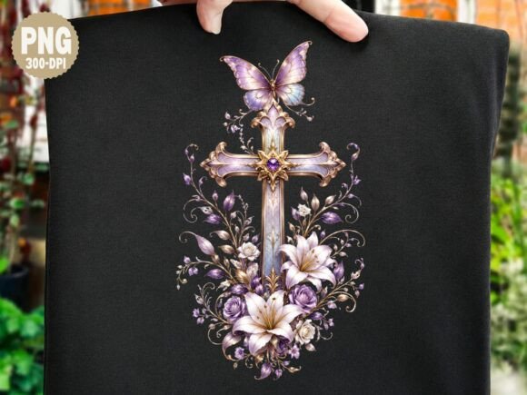 Purple Floral Cross