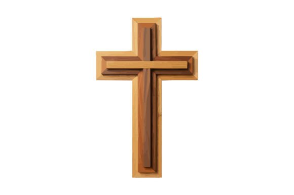 Wooden Christian Cross Illustration for T-Shirt Designs